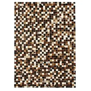 THEDECOFACTORY Cuir - Tapis en cuirs recyclés motif mosaïque marron multi 160x230Vendu parcdiscount