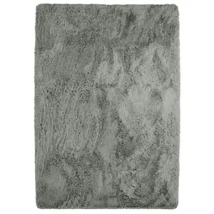 THE DECO FACTORY Tapis de Salon ou Chambre Shaggy - Neo Yoga- Tapis Lavable à Base Fine en Microfibre Poils Longs Extra Doux Gris Clair 160 x 230 cm