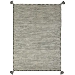 THEDECOFACTORY Sahara - Tapis 100% coton tissé et tressé blanc 160x230