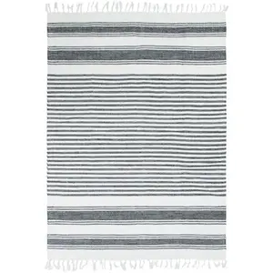 THE DECO FACTORY Tapis Lignes, 160cm x 230cm, Gris/Argent/Blanc pas cher