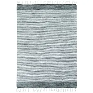 The Deco Factory Tapis Bandes, 160cm x 230cm, Gris/Argent/Blanc