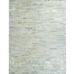 Tapis en cuir naturel recyclé gris argent 160x230