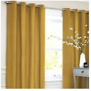 THE DECO FACTORY COTTON LOOK - Rideau en polycoton esprit denim parfait pour habiller vos fenêtres 140 x 250 cm Jaune pas cher