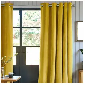 THE DECO FACTORY VELOURS - Rideau salon ou chambre toucher velours 100% Polyester - 140 x 250 cm Jaune pas cher