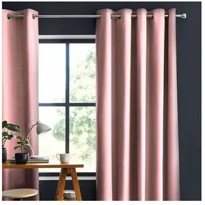 THEDECOFACTORY Toile de toscane - Rideau 100% coton rose 150x250 pas cher