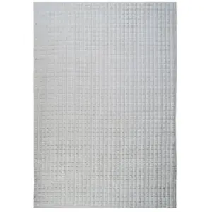 THEDECOFACTORY DAMES - Tapis blanc extra-doux à relief damier 120x170 pas cher