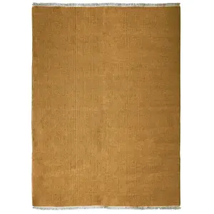 THEDECOFACTORY Essence - Tapis en jute et coton avec franges ocre 120x170 pas cher