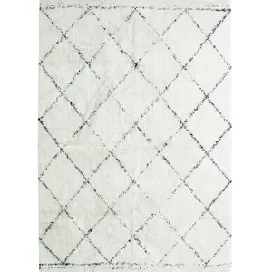 THE DECO FACTORY COTTON BERBERE Tapis de salon - 120 x 170 cm - 100 % coton - Ecru naturel - Motif losangeVendu parcdiscount