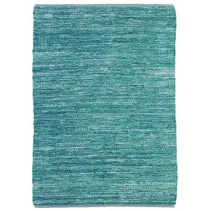 Tapis - THE DECO FACTORY - SKIN - Cuir tressé - 120 x 170 cm - Bleu Clair - Moderne