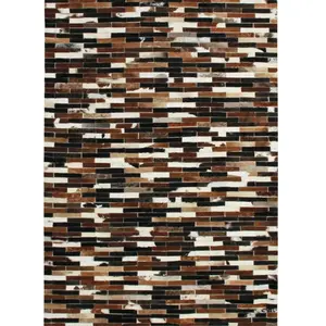 THEDECOFACTORY Cuir - Tapis en cuirs recyclés lignes marron multi 120x170