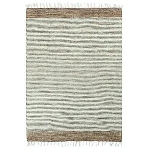THEDECOFACTORY TERRA COTTON BANDES - Tapis 100% coton bandes sable-blanc 120x170Vendu parcdiscount