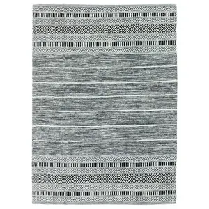 The Deco Factory Tapis Bande Extérieure, 120cm x 170cm, Blanc/NoirVendu parcdiscount