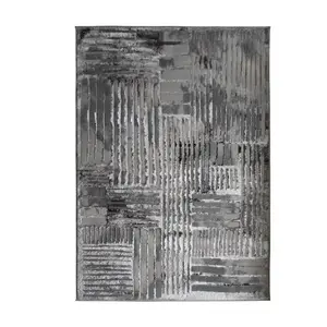 The Deco Factory BORGES FOG - Tapis graphique effet brume 120 cm x 170 cm Gris