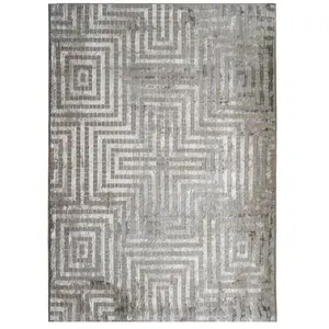 THEDECOFACTORY Mediane laby - Tapis graphique labyrinthe gris beige 120x170