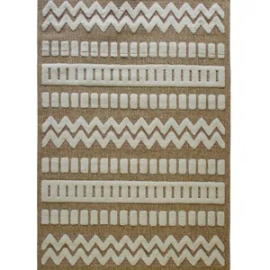 THEDECOFACTORY Jute relief mex - Tapis effet jute à motif géométrique en relief blanc 80x150Vendu parcdiscount
