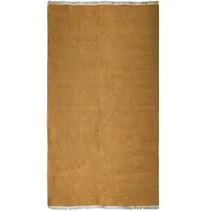 Tapis en jute et coton avec franges ocre 80x150