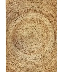 HELLIN SUNNY JUTE - Tapis en jute tressé main, motif rond naturel 80x150 pas cher