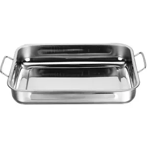 ROSSETTO Plat à four Inox Rectangulaire avec Poignées 30cm x 22cm Plat de cuisson en Acier Inoxydable Bac de Cuisson en INOX Plat à Lasagne pas cher