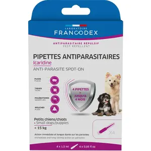FRANCODEX 4 Pipettes Antiparasitaires Icaridine pour chiot et petit chien - Fran... pas cher
