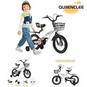 Vélo enfant - roues 14 » - acier carbone - monobarre - avec roue dassistance - blanc - 3 à 5 ans - QUIIENCLEE pas cher