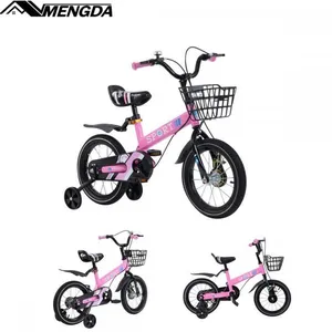 Vélo de enfants-MENGDA-16 -Pour 5 -7ans-Sièges ajustables-Avec panier,roue auxiliaire-garçons et Filles-Vélo de débutant-Rose pas cher