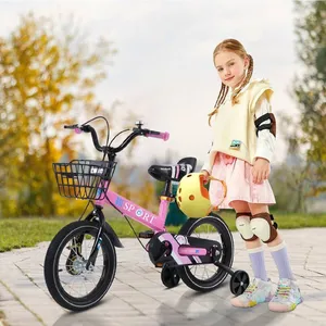 SUPFINE 16 Pouces Vélo Enfant pour Les Filles de 5 À 8 Ans, Vélo Gilrs avec Roues Stabilisatrices et Panier Rose pas cher
