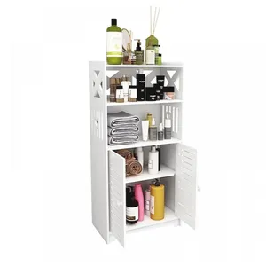 XJING-Armoire de salle de bain - Meuble de rangement - gain de place avec deux portes et deux étagères-75*22*36 cm-Blanc pas cher