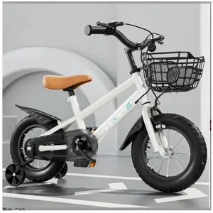 Débutant Vélo enfant 16  -MIPAN- Vélo Enfant avec Panier + Roues stabilisatrices - Réglable de hauteur - Age 3 à 6 ans -Blanc pas cher
