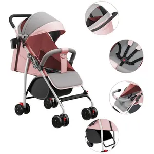 XUANYU Poussette Canne dès la Naissance jusqu’à 22 kg, Pliage d'une seule main,Capote extensible, 4 Roues amorties, Rose pas cher