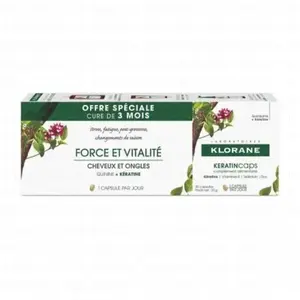 Klorane Keratincaps Force et Vitalité Cheveux et ongles boite 90 caps pas cher