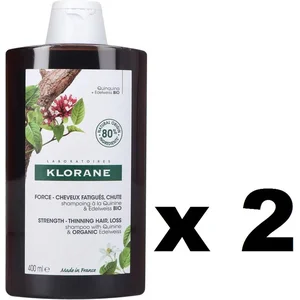 Klorane Shampoo With Quinine And Edelveiss Bio 2x400ml pas cher