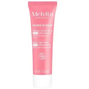Melvita Source de Roses Masque de nuit Hydra-Repulpant 2en1 50ml pas cher