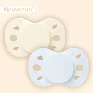 Biolane 2 Sucettes 0-6 mois Rose et Beige Base extra-fine et téterelle réversible pas cher
