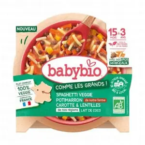 Babybio Veggie Spaghetti Potimarron de notre Ferme Carotte et Lentilles de nos Régions 200g pas cher