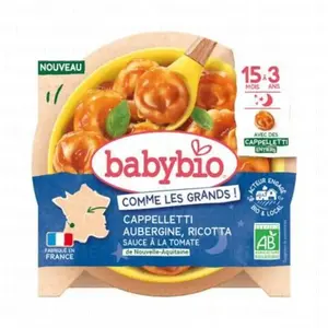 Babybio Cappelletti Aubergine Ricotta & sauce tomate de Nouvelle-Aquitaine 190g pas cher