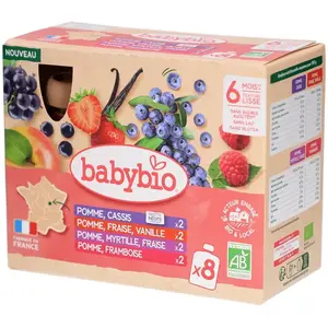 Babybio Multiparfums Fruits Rouges Gourdes de 8 x90g pas cher