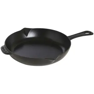 STAUB Poêle à frire en fonte noire 26 cm avec bec verseur compatible tous feux