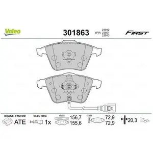 Plaquette de frein gamme first Skoda superb (3t4) - VALEO - 301863 pas cher