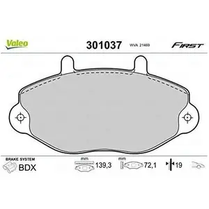 Plaquette de frein gamme first Ford transit v - VALEO - 301037 pas cher