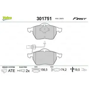 Comparateur de prix : Plaquette de frein gamme first Skoda superb - VALEO - 301751