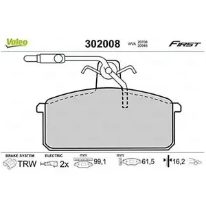 Plaquette de frein gamme first lancia delta fr - VALEO - 302008 pas cher