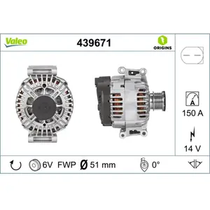 VALEO Alternateur pour MERCEDES-BENZ: Classe C, Classe E (Ref: 439671)