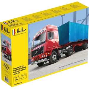 Heller Maquette, 81702, volvo f12-20 globe trotter & container semi trailer,1/32 pas cher