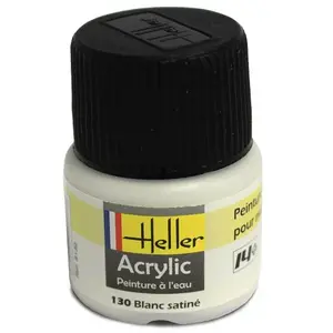 Peinture acrylique à l'eau pour maquettes - HELLER - 130 - Blanc satiné - Contenance 12 ml