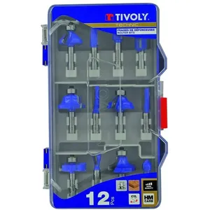 Fraises de défonceuse - Tivoly - Set de 12 Pièces - Bleu - Lames carbu... pas cher