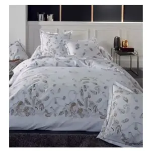 TRADILINGE Housse de couette plumes à imprimés plumes - Blanc - 260 x 240 cm pas cher
