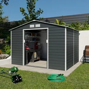 trigano Abri de jardin métal gris 6,5 m2 + kit d'ancrage pas cher