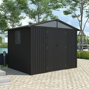 trigano Abri de jardin métal gris anthracite 5.71 m² + kit d'ancrage pas cher