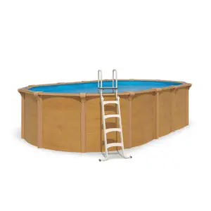 trigano Piscine hors sol acier ovale 730 x 365 x 132 m aspect bois OSMOSE pas cher