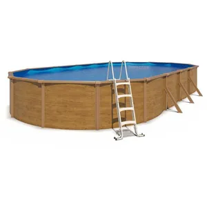 trigano Piscine hors sol acier ovale 1005 x 550 x 120 m aspect bois CANYON